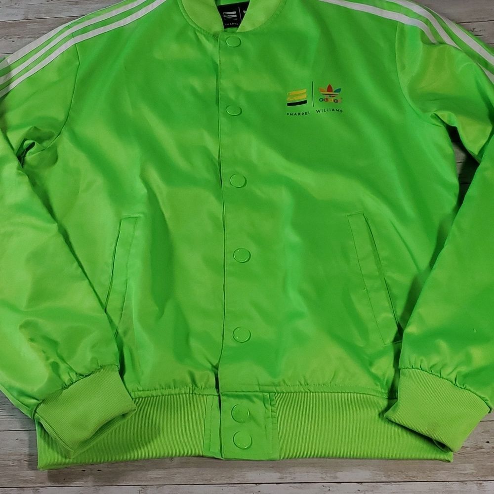 Adidas x Pharrell Williams Neon Green Bomber Track Top‎ Jacket Size Medium - Picture 4 of 13